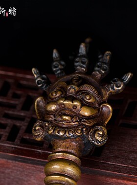 欧斯特 尼泊尔手工艺品 紫铜金刚橛密宗供奉供具 普巴金刚杵摆件