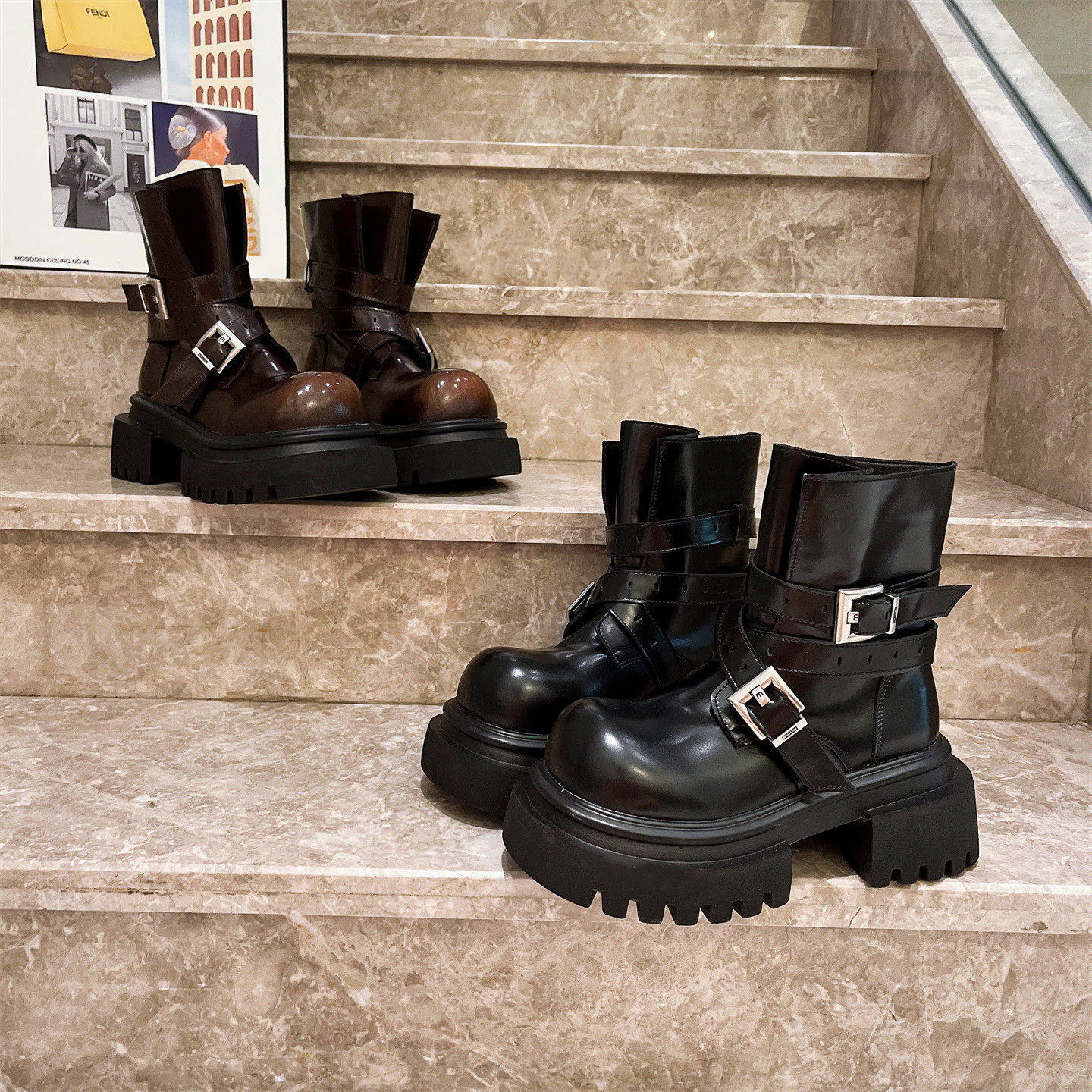 马丁靴2025新款大头短靴厚底松糕机车靴毒液靴切尔西靴小个子女鞋,淘宝优惠券,粉丝福利购,淘宝优惠卷