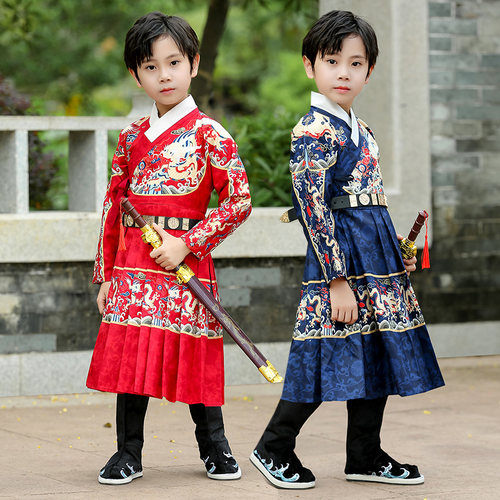 男童汉服新款飞鱼服儿童古装锦衣卫衣服帅气男孩走秀演出服端午节 - 图0