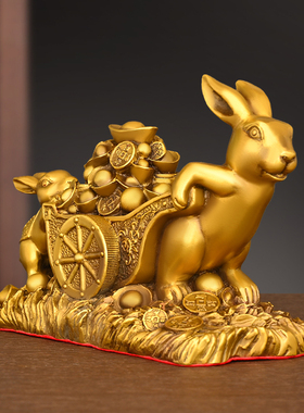 铜兔子摆件纯铜福兔运财