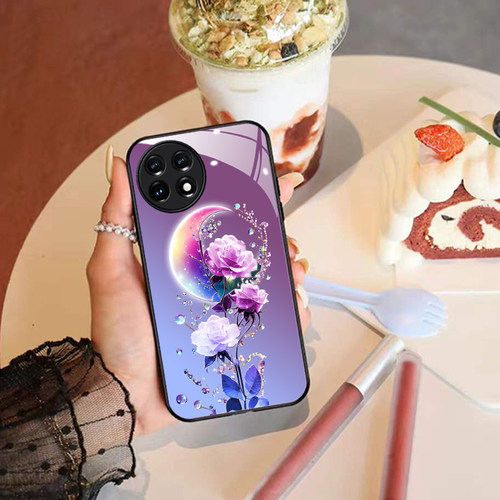 一加11手机壳1加1l时尚镜面玻璃壳1+ L1全包硅胶防摔壹加11女款月亮花网红onePlus 11新款PHB110女PHBl10潮 - 图0