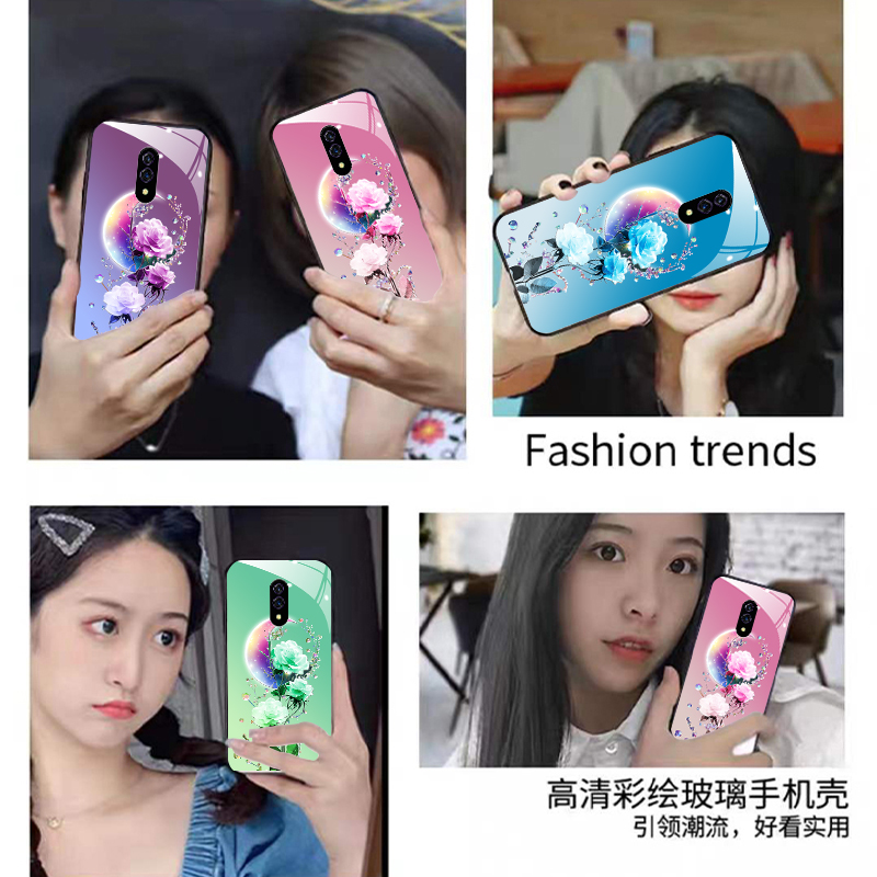 OPPOk3手机壳欧普k3时尚镜面玻璃壳opppk3全包硅胶防摔opor女款月亮花网红PCGM00新款oppek3全包oOPPO K3男女 - 图2