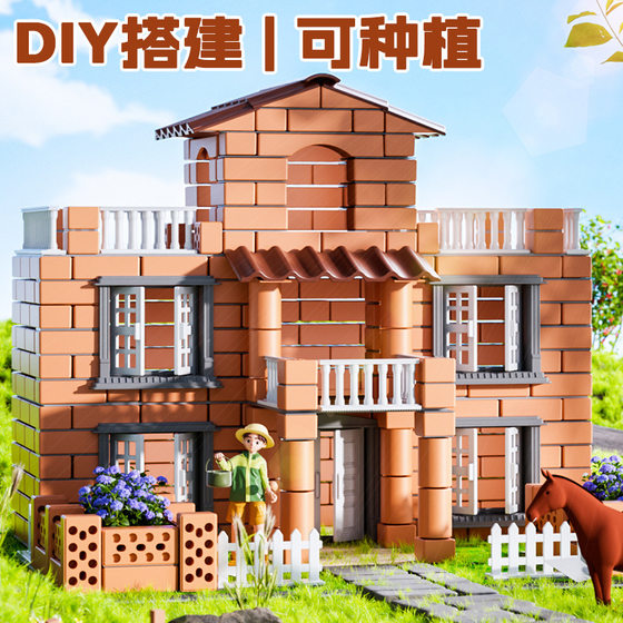 Mason building house and wall toy real bricks