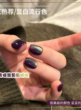美人局同款猫眼指甲油胶2025年新款爆闪紫色玻璃珠猫眼美甲店专用