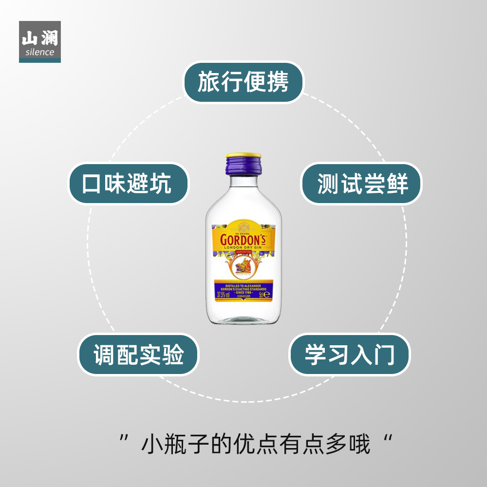 gordon哥顿金酒小瓶洋酒小酒版迷你版小酒小瓶酒调酒基酒套装小瓶 - 图1