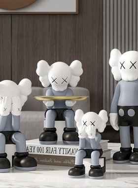 潮玩kaws芝麻街玄关酒柜装饰摆件