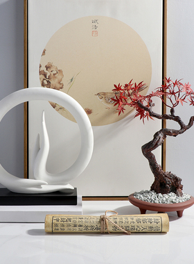 新中式简约现代几何摆件样板房