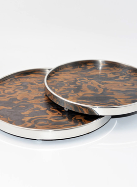 现代轻奢金属托盘银色不锈钢材质