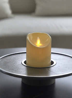 印度进口现代极简圆盘烛台摆件