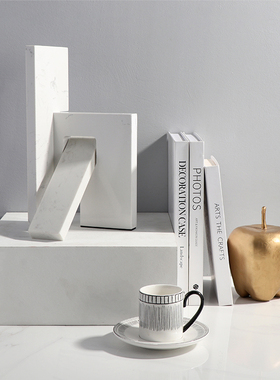 简约现代轻奢大理石创意几何摆件样板间售楼处书房客厅玄关装饰品