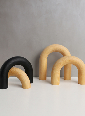 现代轻奢拱形木质工艺品摆件