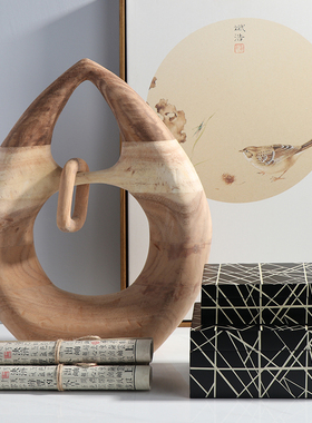 新中式风现代售楼处客厅玄关摆件