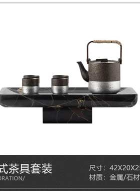 新中式现代禅意摆件样板间会所茶室客厅书房玄关博古架装饰品摆设