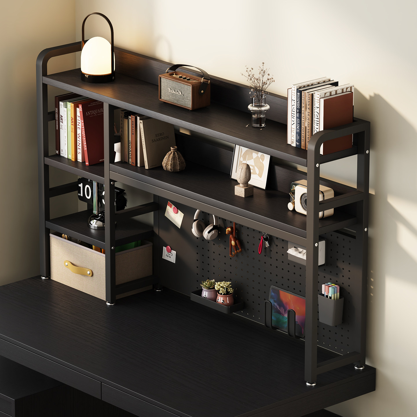 The desk hole board bookshelf has strong load-bearing capacity