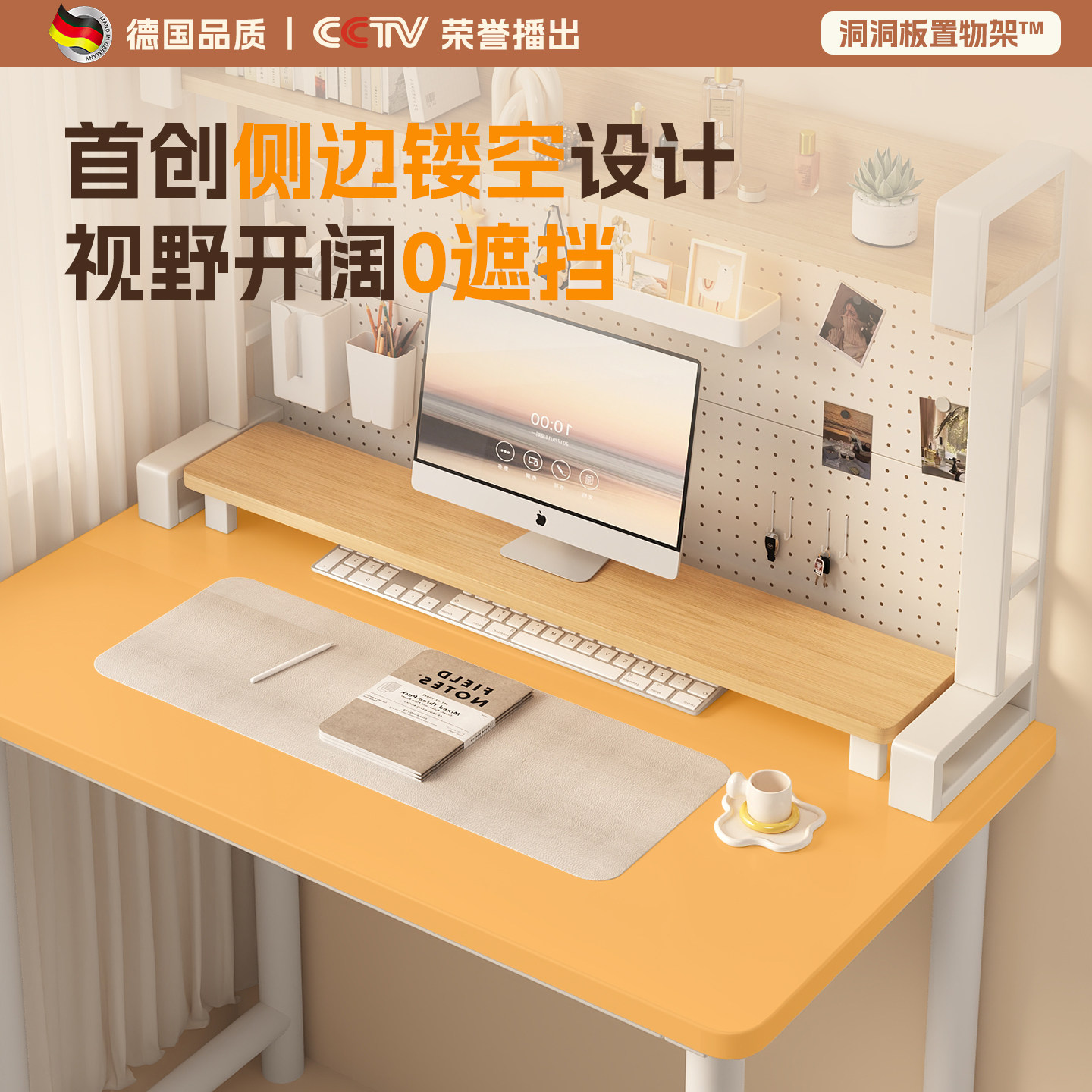 Desktop perforated board storage bookshelf
