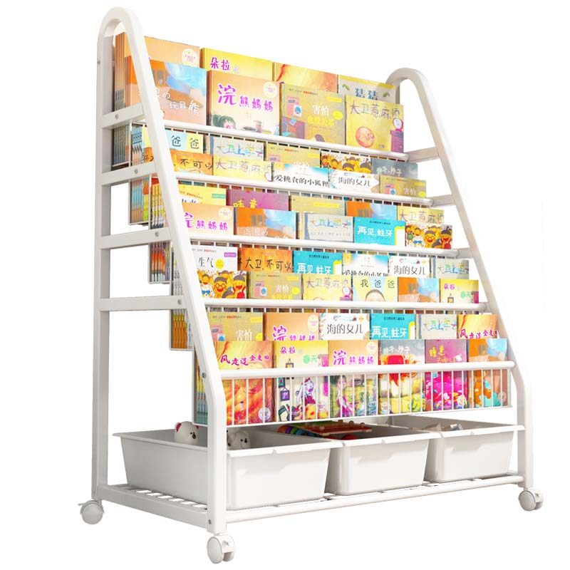 书架儿童家用客厅简易移动绘本架 朴昂书架