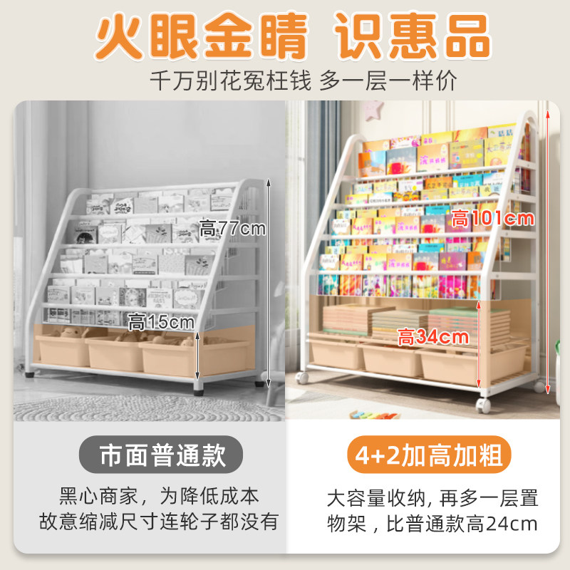 书架儿童家用客厅简易移动绘本架 朴昂书架