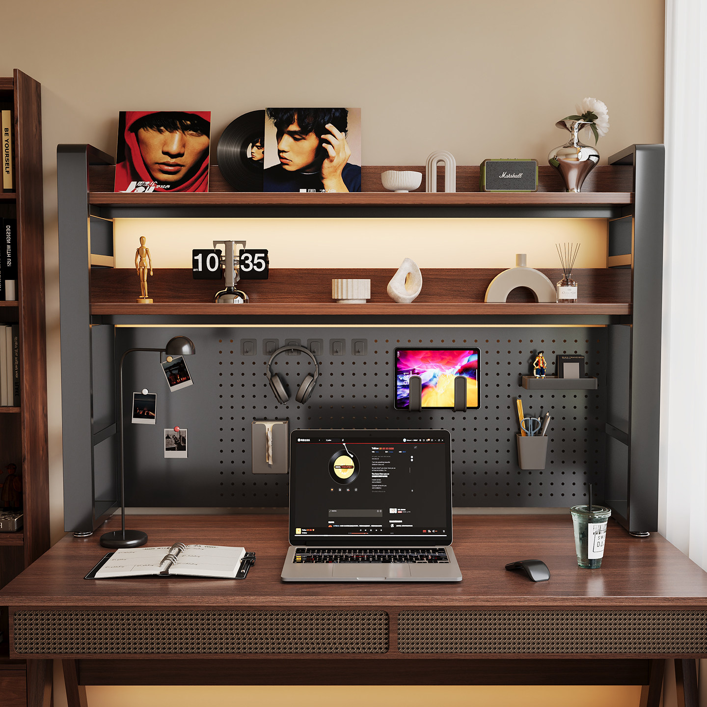 书架桌面洞洞板学习书桌置物架桌上电竞风多层收纳架电脑桌整理架,淘宝优惠券,粉丝福利购,淘宝优惠卷