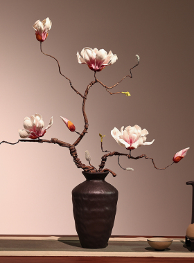 枯枝仿真玉兰花橱窗造景插花瓶套装花艺摆件餐桌茶几装饰造景装饰