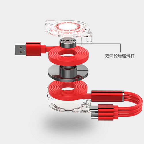 伸缩数据线三合一快充车用三头多充一拖三适用华为oppo手机充电器线通用于苹果安卓typec接车载汽车充电小米 - 图2