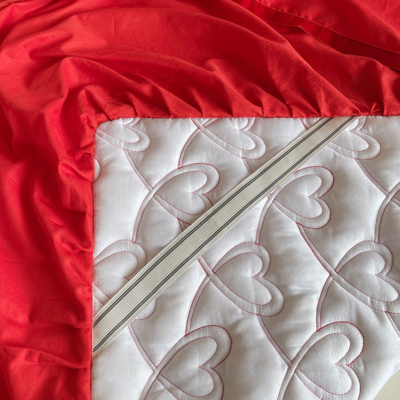 A类全棉夹棉床裙单件结婚喜庆大红色加厚纯棉防滑床笠罩四季通用,淘宝优惠券,粉丝福利购,淘宝优惠卷