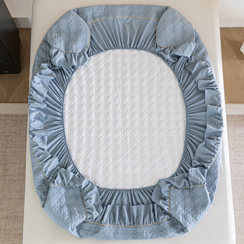 纯色夹棉床笠带裙边Aa类母婴级加厚防滑床罩套单件四季通用花边款,淘宝优惠券,粉丝福利购,淘宝优惠卷