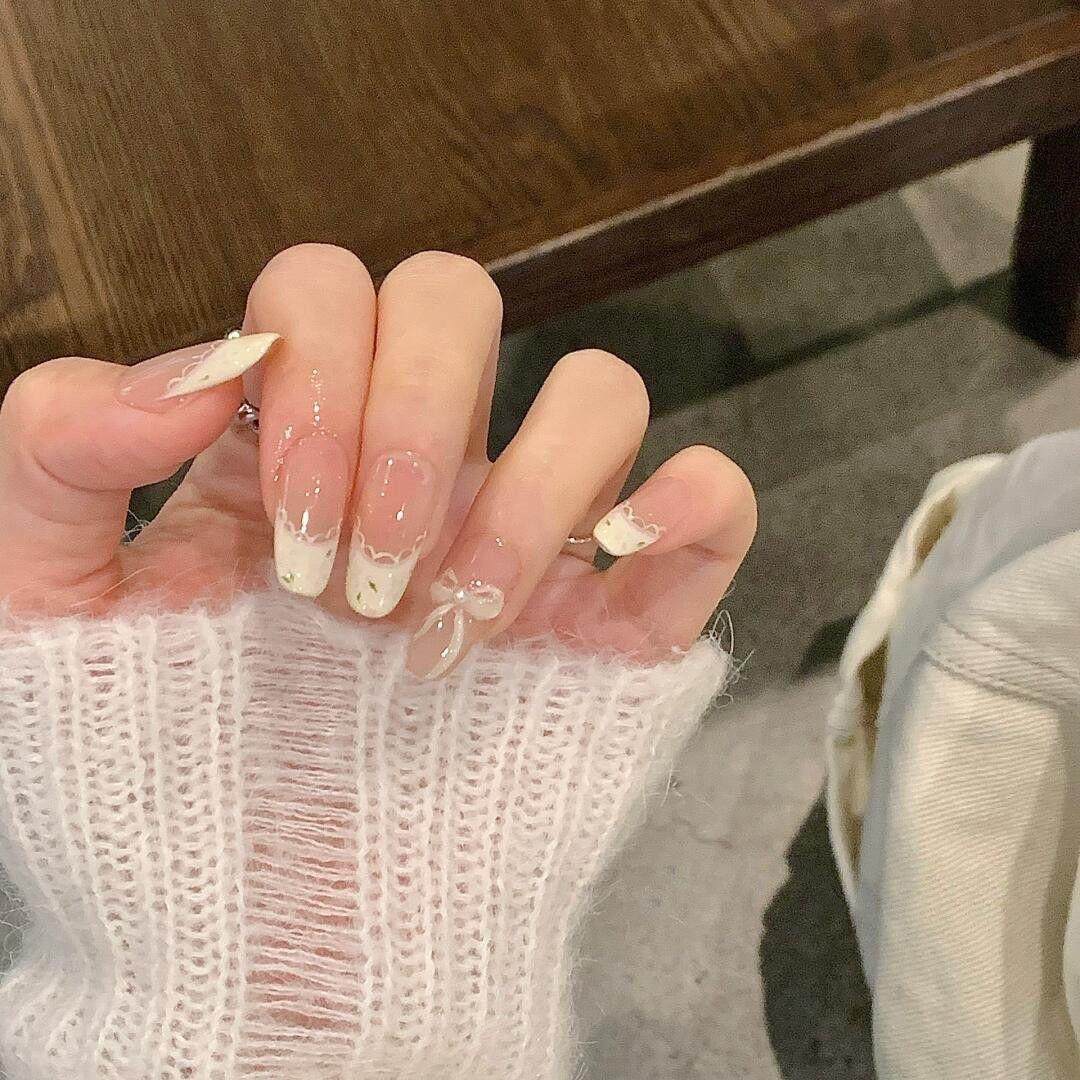 奶油碎花穿戴甲法式贴片温柔显白ins蝴蝶结可拆卸手工甲学生美甲,淘宝优惠券,粉丝福利购,淘宝优惠卷