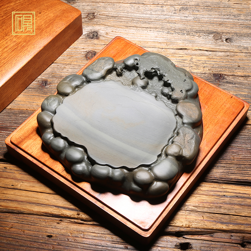 匠心非遗名师作品《清泉石上流》歙砚原石手工雕刻砚台 并兼端砚老坑精品文房四宝老坑鱼子砚台收藏送礼