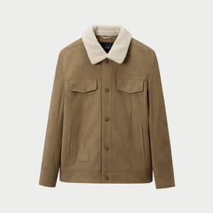 HLA/海澜之家曾舜晞同款夹克25秋冬新灯芯绒翻毛领保暖厚款外套男