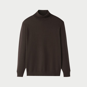 HLA/海澜之家轻商务长袖针织衫26春季含羊毛两翻高领套头毛衣男