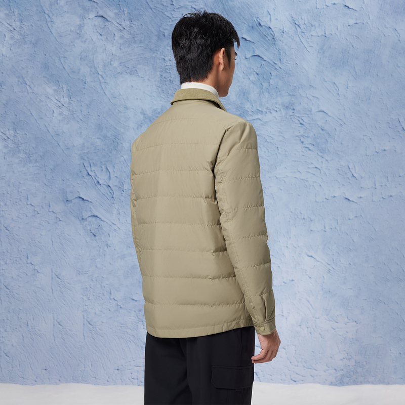 HLA/海澜之家轻商务时尚系列羽绒服夹克24秋冬保暖鸭绒翻领外套男