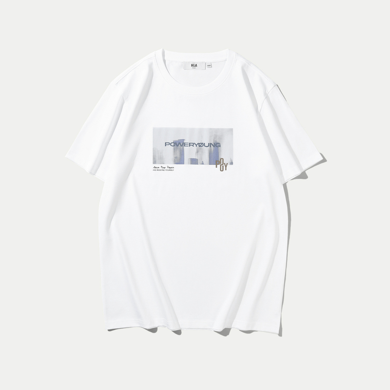 【凉感胸前印花T恤】海澜之家POWER YOUNG圆领短袖25夏季新短t男