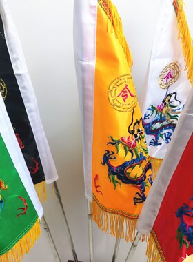 道令旗 五色旗 双面刺绣五色龙旗 五龙旗 旗令旗底座令旗