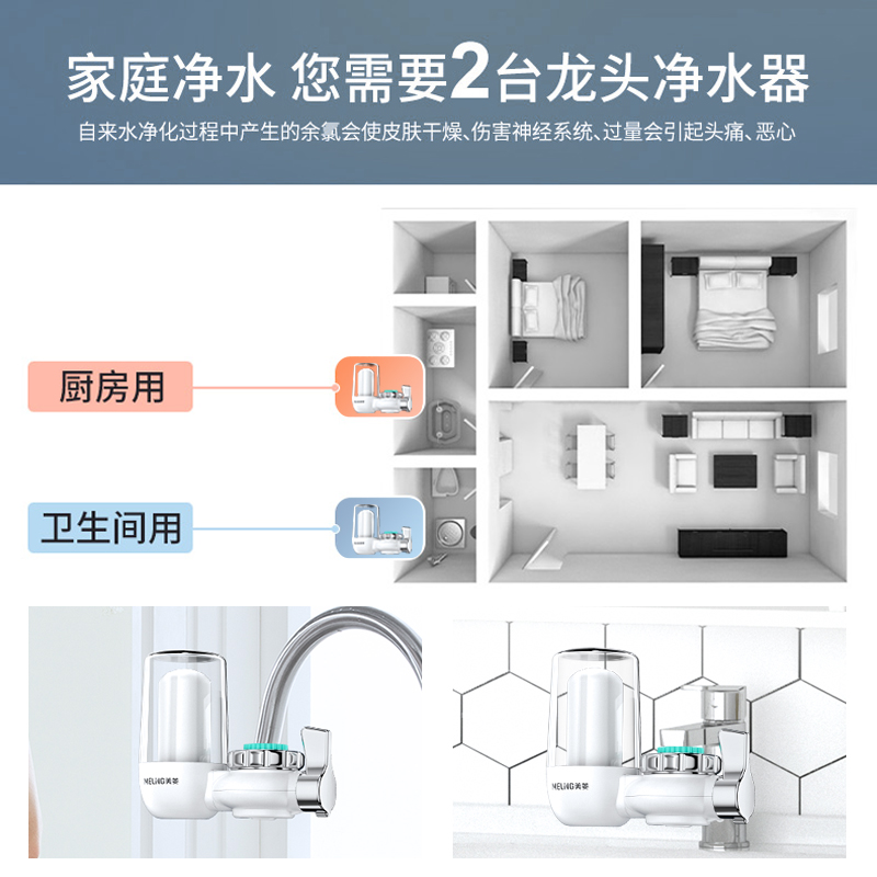 美菱水龙头过滤器净水器家用厨房自来水净化前置滤水器龙头净水机 - 图2