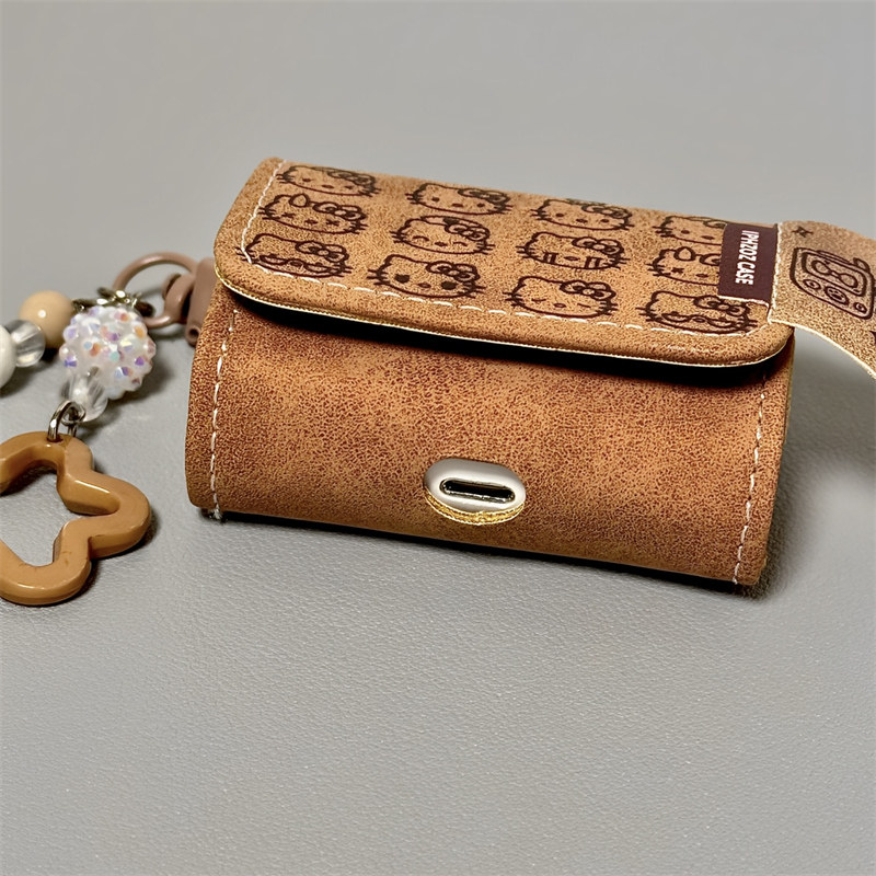 适用Airpods pro3耳机保护套秋冬棕色HelloKitty苹果耳机套AirPods1/2代/3保护壳带吊坠airpods4代蓝牙耳机壳,淘宝优惠券,粉丝福利购,淘宝优惠卷