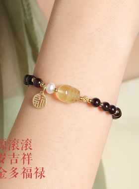 普陀山石榴石手链女招财貔貅手串