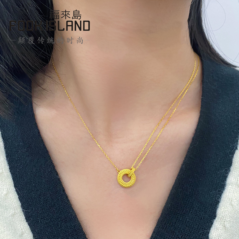 福来岛黄金岁岁金安麦穗999锁骨链 福来岛颈饰