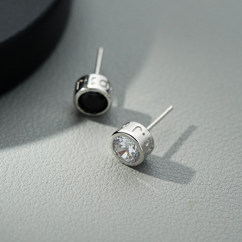 S925银耳钉男潮单只个性男款ins简约嘻哈男士耳饰男生黑色冷淡风 - 图3