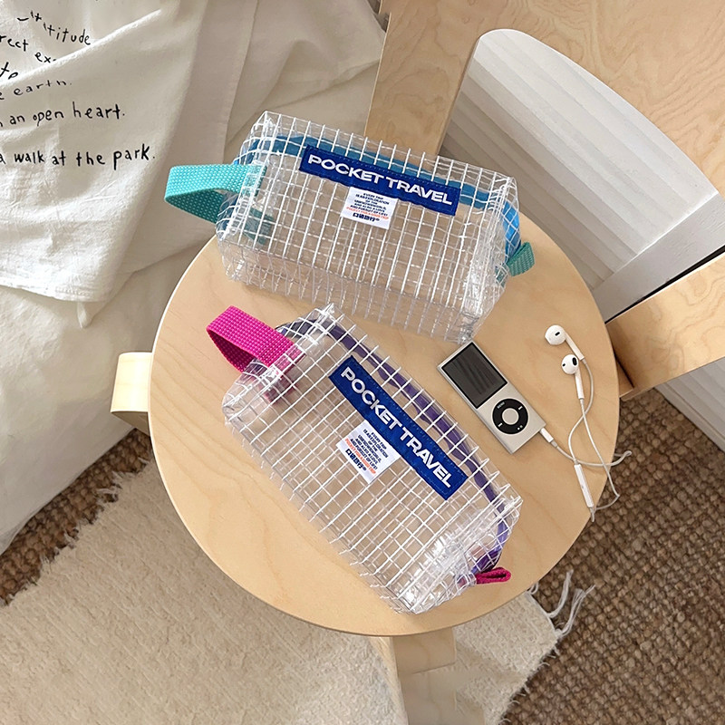 Pocket travel transparent cosmetic storage wash beach handbag women's large capacity sports fitness swimming bag