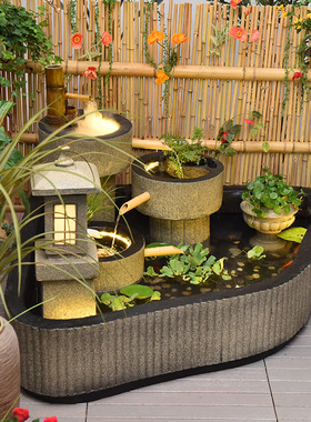 入户花园景观装饰鱼池流水摆件
