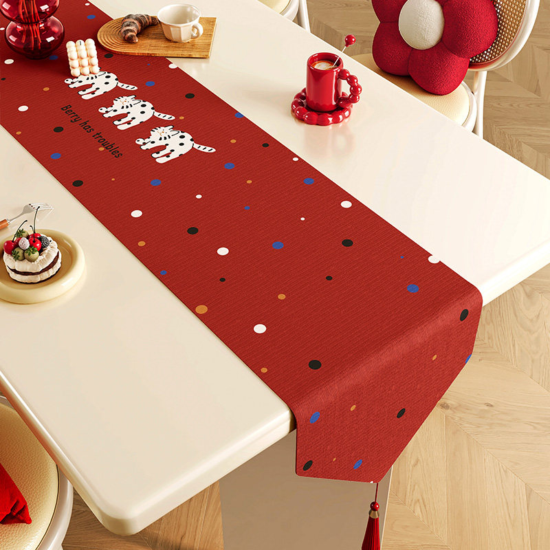 新年桌旗红色喜庆茶几旗布春节过年氛围感装饰餐桌桌布中间长条布,淘宝优惠券,粉丝福利购,淘宝优惠卷