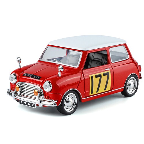 1:32仿真mini cooper复古老爷车合金模型汽车摆件儿童回力玩具车 - 图3