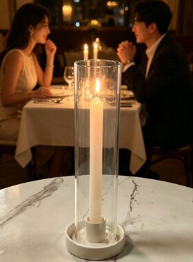 新款欧式玻璃烛台摆件户外浪漫蜡烛防风透明烛光晚餐家居婚礼家用