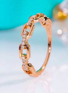 莫桑石链条钻石戒指时尚