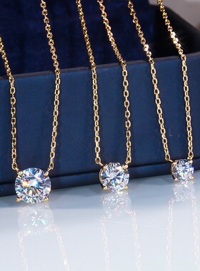 莫桑石简约四爪单钻项链女