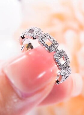 D色莫桑石环环相扣排戒