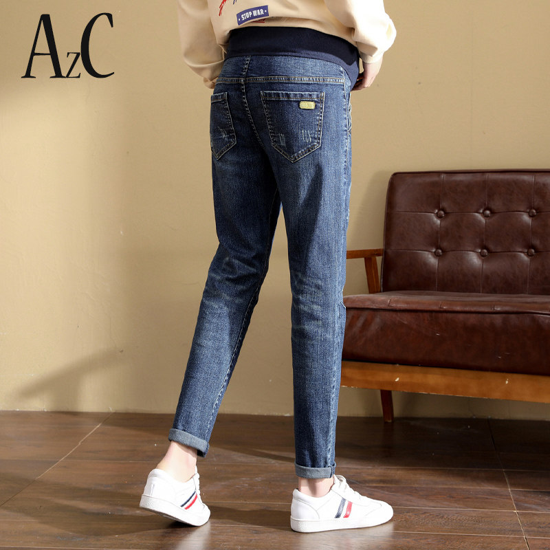 秋季外穿直筒老爹宽松加绒孕妇裤子 安智彩孕妇直筒裤