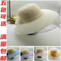 Popcorn Summer Lady Sunscreen Gauze Veil Hats Big Along Beach Cap Beach Cap Wind Park Tourist Hot Sell