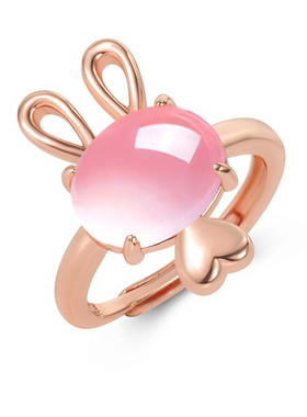 儿童首饰女童可爱粉晶小兔子项链