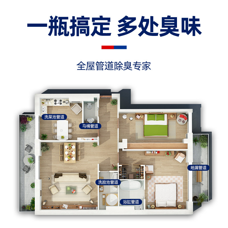 雅彩洁管道疏通剂强力溶解下水道除臭剂神器卫生间马桶除臭AA